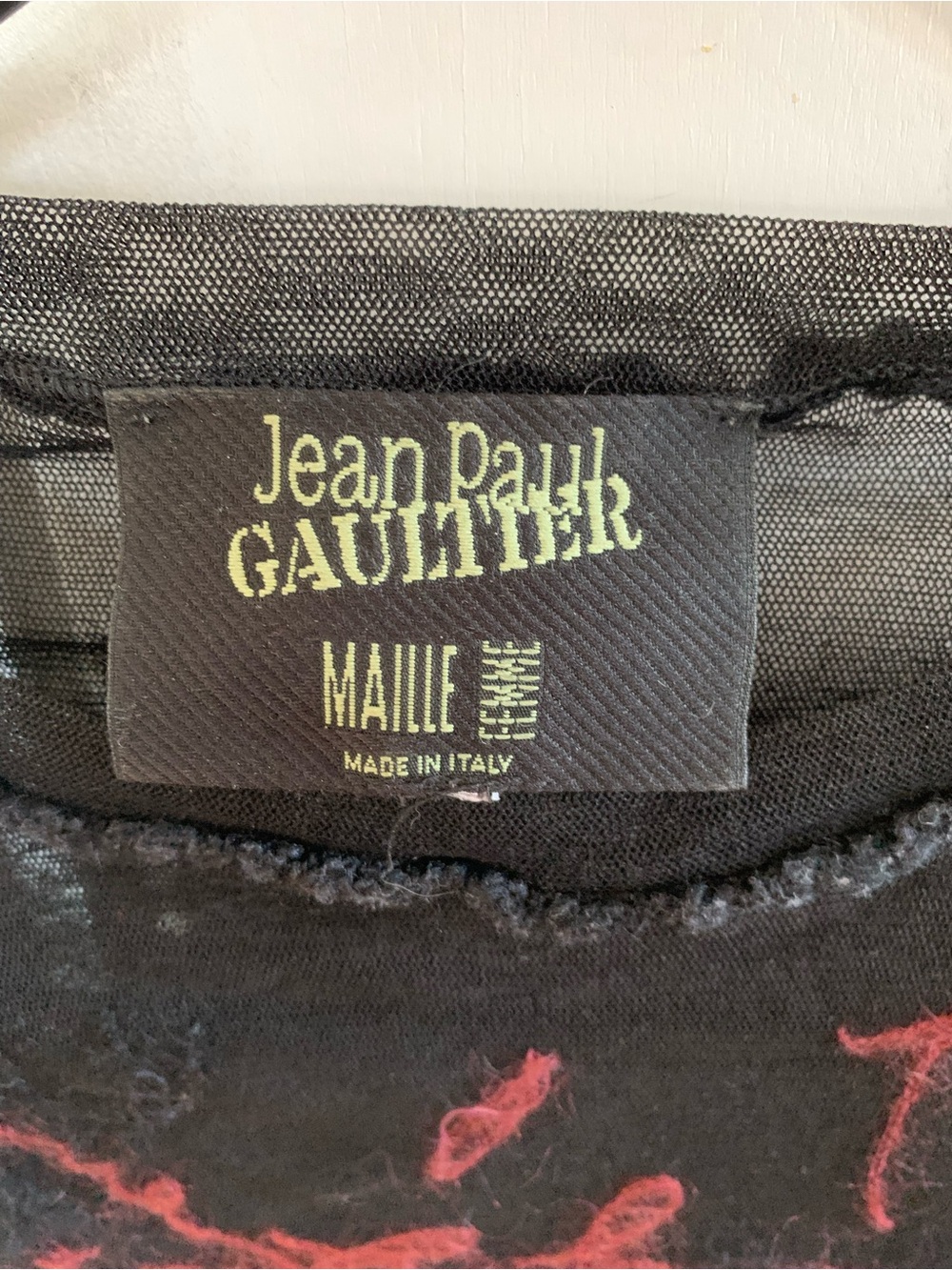 Jean Paul Gaultier Maille Archival Vintage Embroidered Mesh Top Cursive Script S - Picture 6 of 10
